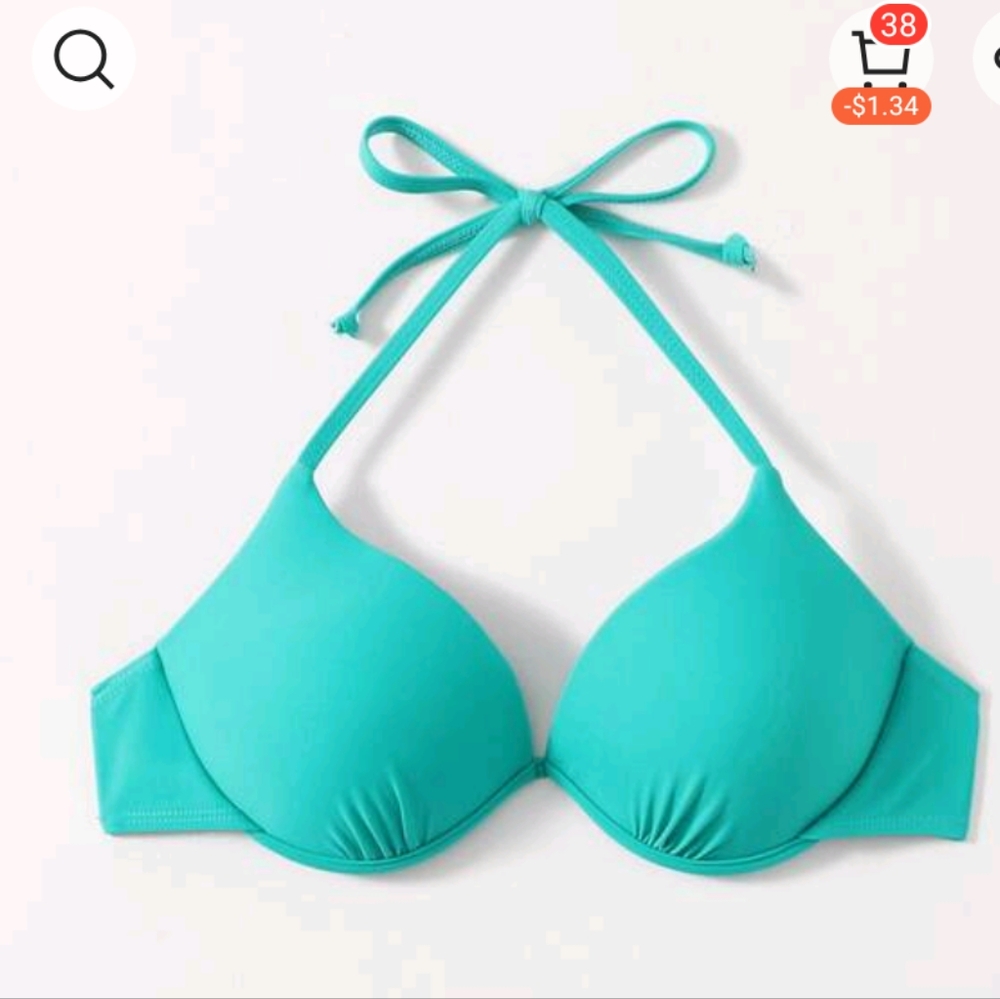 SHEIN Teal Halter Push-Up Bikini Top
